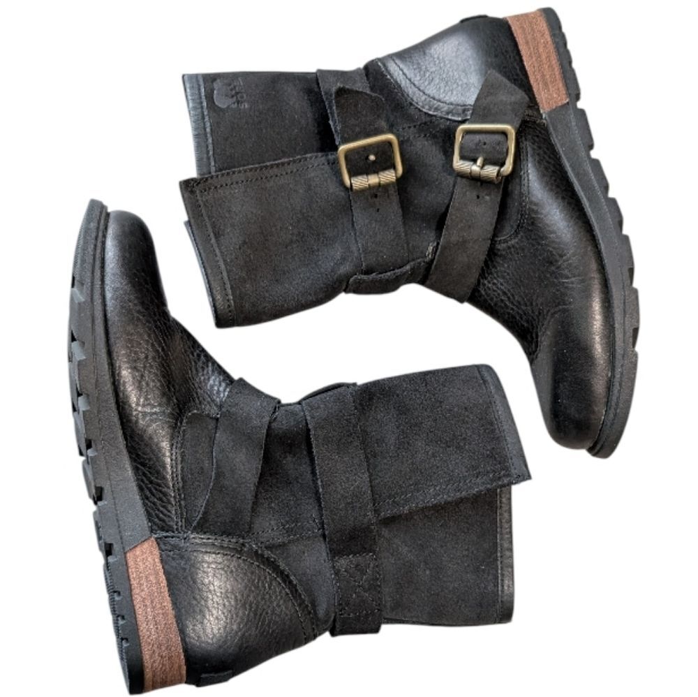 Sorel Women's Major Moto Boots Black Leather Suede size 6 discontinued
